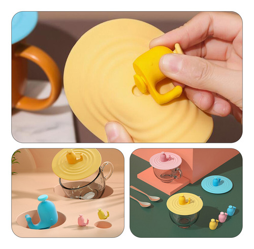 1 Set 2pcs Cartoon Cup Covers Silicone Universal Mug Lids Lo
