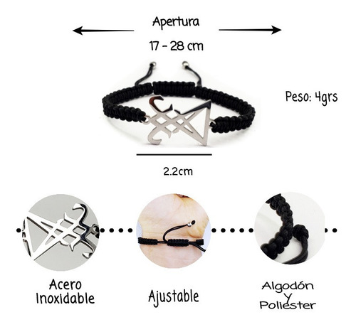 Paquete 3 Pulseras Demoniacas Acero Inoxidable Silicón Pq03 Negro 1 Cm 20 Cm