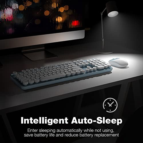 Combo De Teclado Y Ratón Inalámbricos - Geezer Blue-white Fu