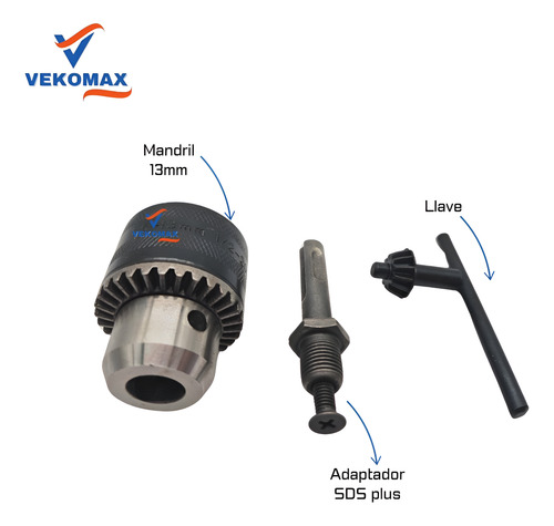 Set Mandril Con Adaptador Sds Plus 13mm Incluye Llave Ajusta