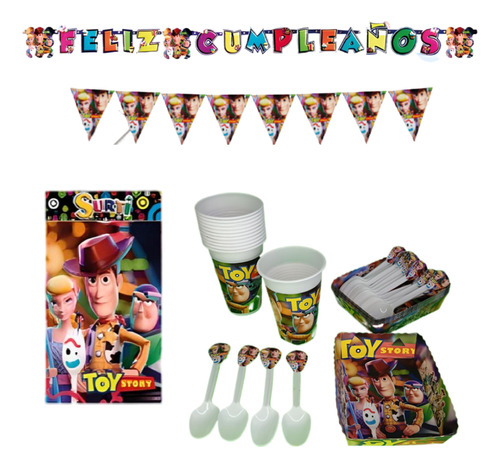 Kit Decoracion Completo Vasos+platos Toy Story 12niños