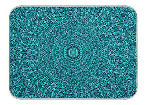 Tapete De Secado Microfibra 16  X 18  Mandala Turquesa