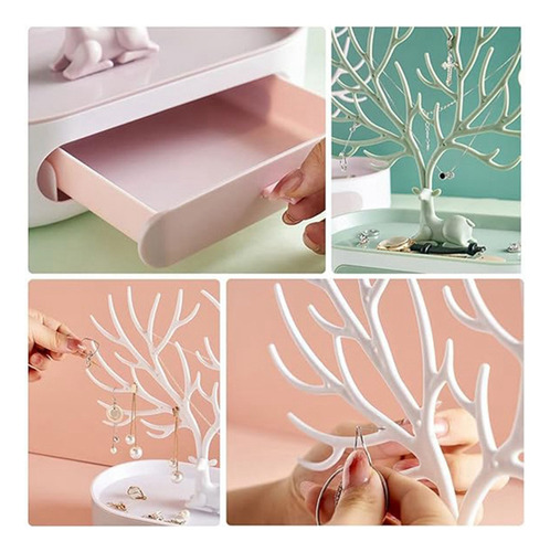Expositor Para Joyas Antlers Con Cajones, Collar Y Aretes