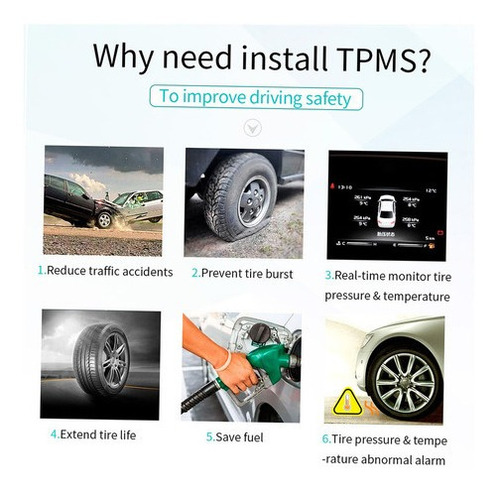 Imagen 2 de 9 de Sistema De Monitoreo De Presión De Neumáticos Tpms Inalámbri