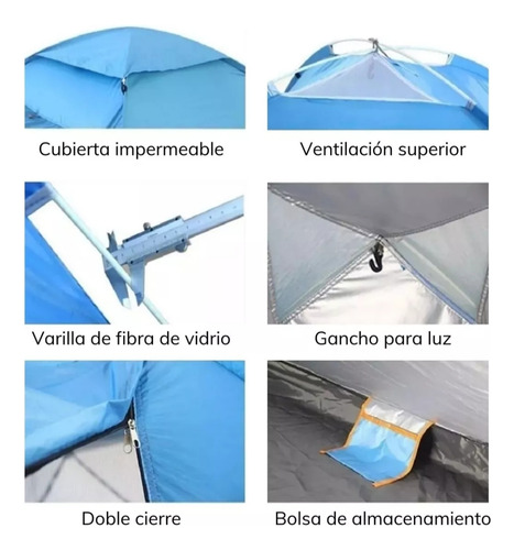 Carpa Para 2-3 Personas 200x200 Color Azul