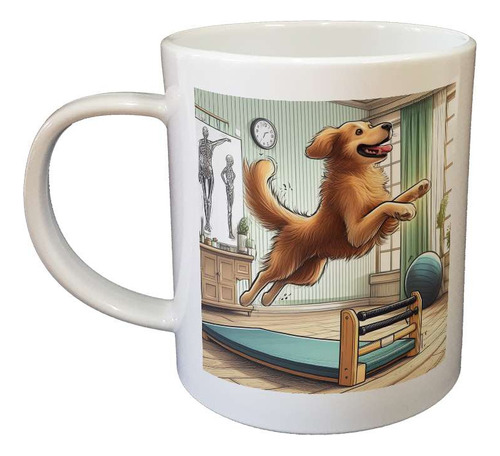 Taza Plastico Perro Haciendo Deporte En Casa Dibujo