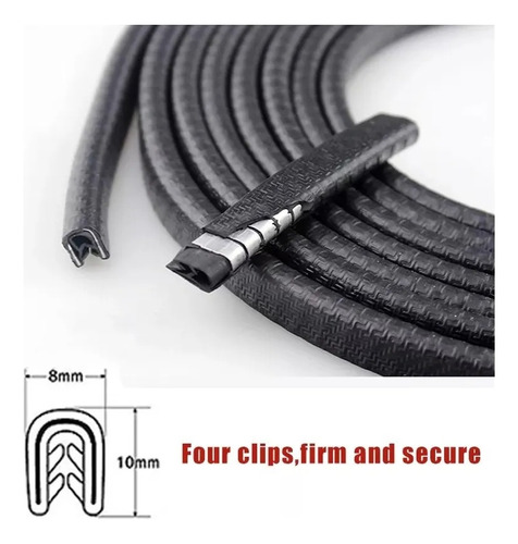 Molduras Protector De Auto Sello Presión Y Capot 10mts Negra