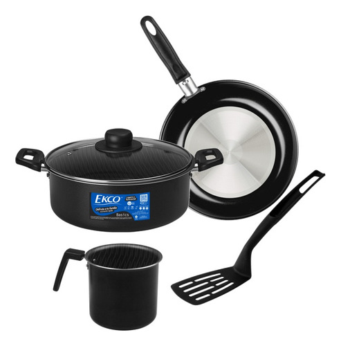 Batería De Cocina Ekco Basics 5 Pzs C/antiadherente Negro