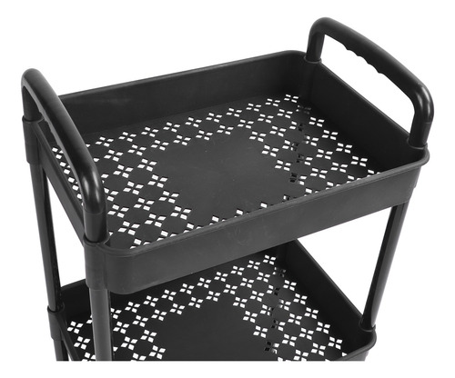 Carro De Almacenamiento Rodante De Plástico Negro 3 Niveles
