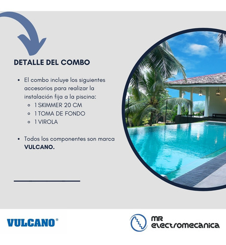 Kit Hormigon Vulcano Skimmer 20cm + Toma Fondo + Virola