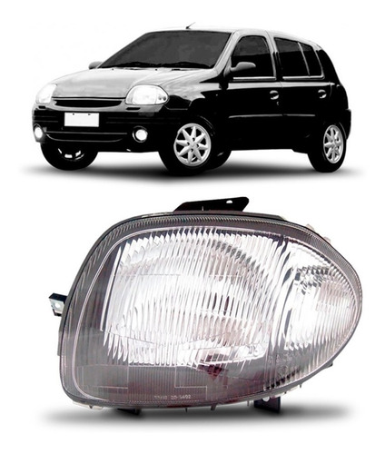 Farol Clio 1999 A 2001 Cromado Foco Simples