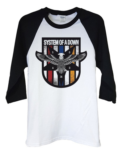 Polera Raglan 3/4 System Of A Down Logo Agu Rock Abominatron