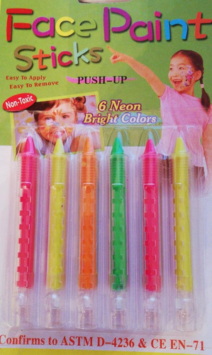 Pintura Creyon Neón Set 6 Reaccion Luz Uv Hora Loca L5.14