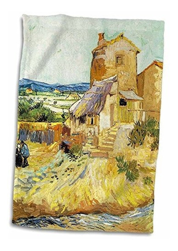 Pintura 3d Rose Van Gogh Old Mill Twl ******* Toalla, 15  X 