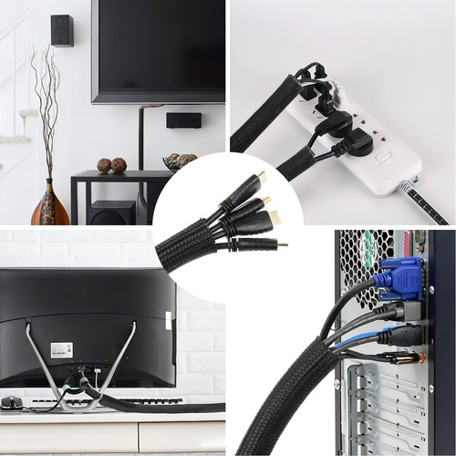 Funda De Gestión De Cables, Plástico, 5 M, 12 Piezas Bridas Reutilizables