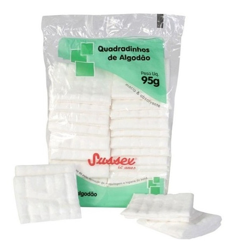 Algodão Quadrado Hidrófilo Higienização/cuidados 95 Gramas
