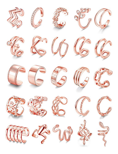 Fasacco 25pcs Ear Cuff Para Mujer Clip Sin Perforación En De