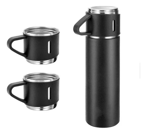 Garrafa Térmica 500ml Com Kit 3 Xícara Café Chá Cor Verde