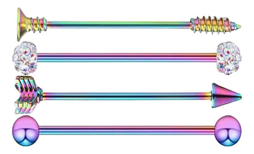 4 Piezas Acero Inoxidable Industrial Barbell Vistoso