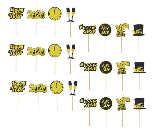 24pcs Bolo Topper 2020 Cupcake Toppers Picaretas Palitos De