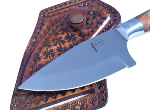 Mini Faca Skinner Inox + Capa De Couro Campeira Barretos 