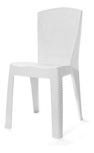 Silla Plástica Reforzada Apilable Símil Rattan Jardin