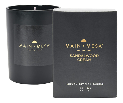 Main + Mesa Vela Cristal Negro Mate Caja Regalo 9.3 Onza 60