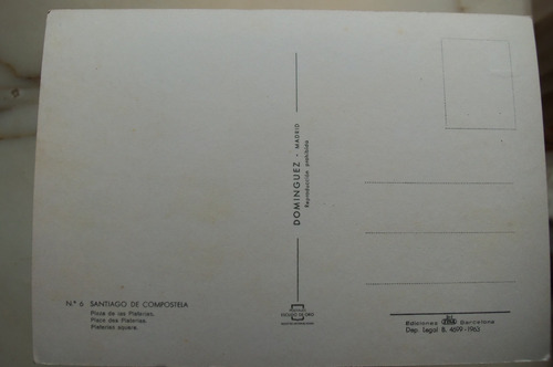 Postal Santiago De Compostela Plaza De Las Platerias 1950 (Usado)