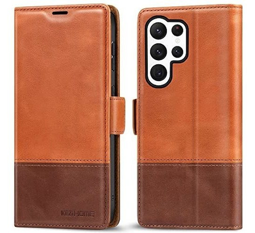 Funda De Cuero Para Samsung S23 Ultra Khaki/marron