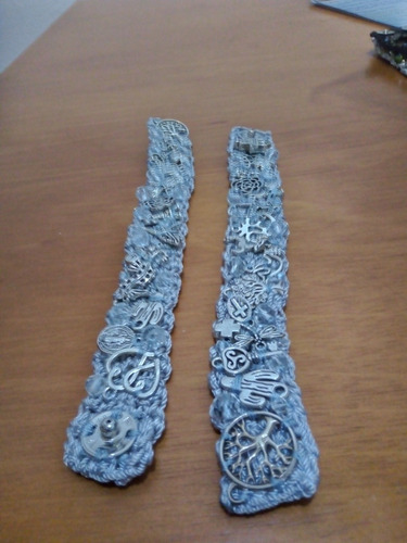 Brazalete Pulsera Crochet Dijes Y Cristales De La Suerte