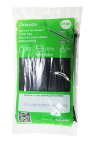 Amarras Plasticas Dexxon 30cm Negras Zunchos 100u Para Cable