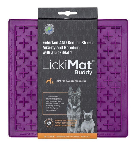 Imagem 2 de 2 de Tapete De Lamber Alimentador Cães Gato Lickimat Buddy Roxo