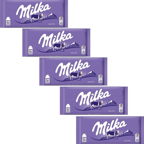 5 Chocolate Milka 100g Importado | Ao Leite Alpine Milk