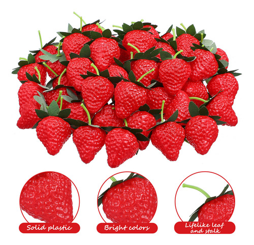 50 Unidades De Fresas Artificiales, Fresas Falsas