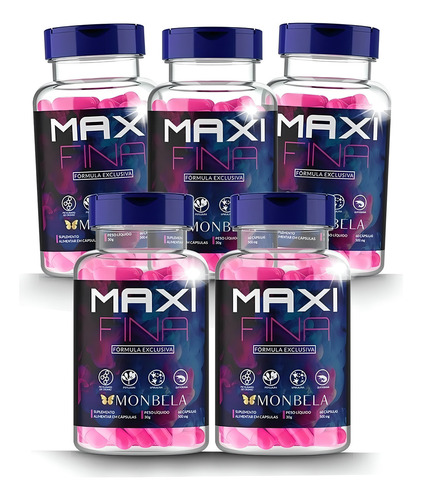 5 Potes-maxifina 60caps Termogenico Natural Sabor Sem Sabor