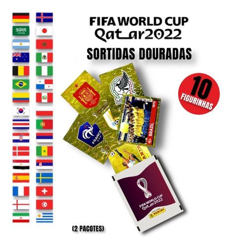 Kit 10 Figurinhas Douradas Aleatórias S/ Repetição Copa 2 Personagem Copa Do Mundo Qatar 2022