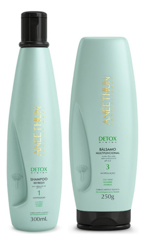 Kit Linha Detox System Shampoo 300ml E Bálsamo 250g Aneethun