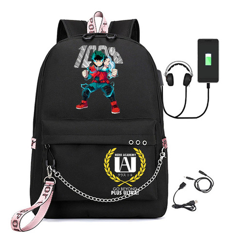 Mochilas Escolares My Hero Academia With Usb Charge Port