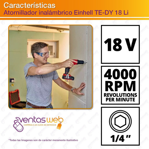 Imagen 4 de 6 de Atornillador Drywall Einhell Durlock Inalambrico + Bateria