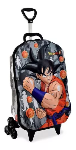 Mochila de Rodinhas Infantil Menino Dragon Ball Super Goku - Preto