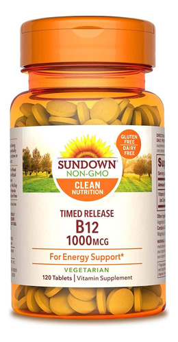 Vitamina B12 Sundown Liberación Programada 1000 Mcg 120 Cáp Sabor Sin Sabor