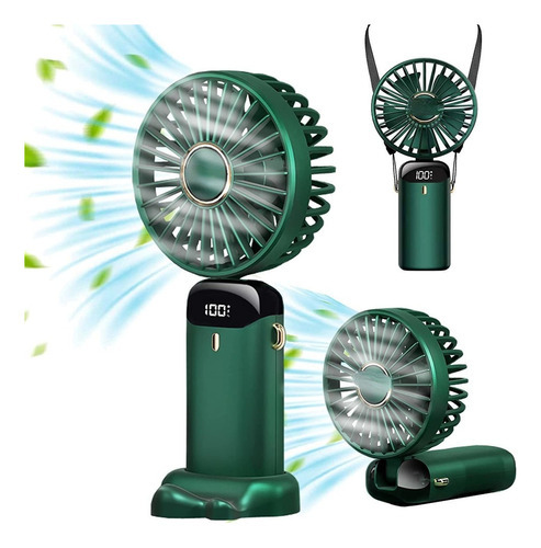 Mini Ventilador De Mano Portátil Ventilador Personal Colgant Color De Las Aspas Verde Diámetro 20 Cm