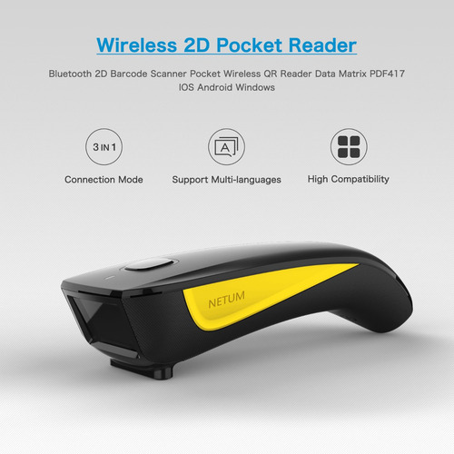 Leitor De Código De Barras Qr Sem Fio Bluetooth Netum C750