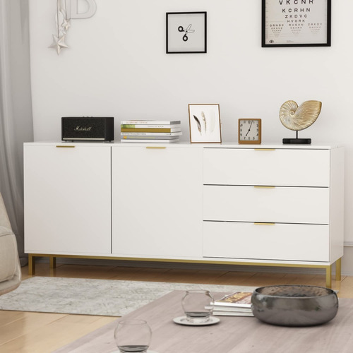 Mueble Aparador Para Entrada Metal Dorado Blanco Marca Aiegl