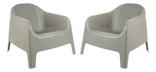 Sillon De Jardin Plastico Skarpo Set X2 Garden Life Color Gris