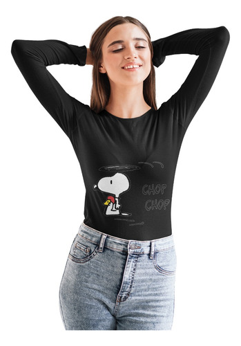 Polera Larga Snoopy Charlie Brown Chop Estampada Algodon