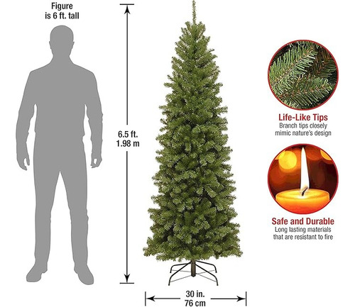 Árbol Artificial Pino 6.5 Ft (198x75.9cm) Resistente A Llama Verde