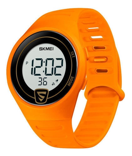 Reloj Unisex Skmei 1798 Digital Alarma Fecha Cronometro Color De La Malla Naranja Color Del Fondo Blanco