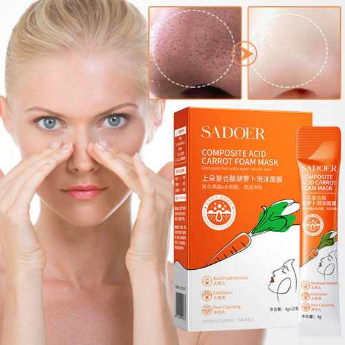 Máscara Facial De Espuma, Limpeza, Extrato De Cenoura, Óleo