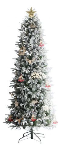 Arbol Navideño Slim Verde Nevado Con Luces Led 2.1m